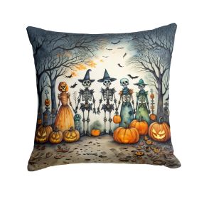 Calacas Skeletons Spooky Halloween Throw Pillow Machine Washable, Indoor Outdoor Decorative Pillow for Couch, Bed or Patio, 18Hx18W (Default: Default)