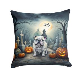 English Bulldog Spooky Halloween Throw Pillow Machine Washable, Indoor Outdoor Decorative Pillow for Couch, Bed or Patio, 18Hx18W (Default: Default)