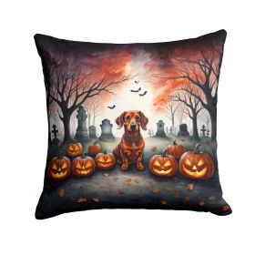 Dachshund Spooky Halloween Throw Pillow Machine Washable, Indoor Outdoor Decorative Pillow for Couch, Bed or Patio, 18Hx18W (Default: Default)