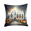 Mariachi Skeleton Band Spooky Halloween Throw Pillow Machine Washable, Indoor Outdoor Decorative Pillow for Couch, Bed or Patio, 18Hx18W