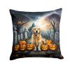 Golden Retriever Spooky Halloween Throw Pillow Machine Washable, Indoor Outdoor Decorative Pillow for Couch, Bed or Patio, 18Hx18W