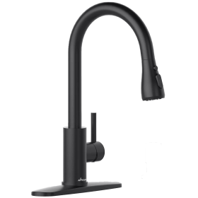 Solid Stainless Steel Kitchen Faucet with Pull Down Sprayer 3 Modes, Modern Kitchen Sink Faucets with Sprayer, High Arch Single Handle Faucet (Color: matte black)