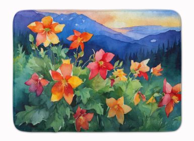 Colorado Rocky Mountain Columbine in Watercolor Memory Foam Kitchen Mat Machine Washable Anti-Fatigue Mat Cushion Comfort Bath Mat or Kitchen Rug (Default: Default)