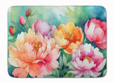 Indiana Peonies in Watercolor Memory Foam Kitchen Mat Machine Washable Anti-Fatigue Mat Cushion Comfort Bath Mat or Kitchen Rug (Default: Default)
