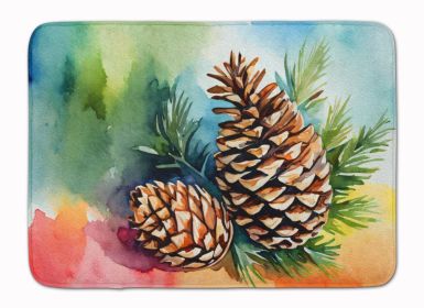 Maine White Pine Cone and Tassels in Watercolor Memory Foam Kitchen Mat Machine Washable Anti-Fatigue Mat Cushion Comfort Bath Mat or Kitchen Rug (Default: Default)