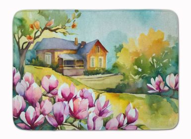 Louisiana Magnolias in Watercolor Memory Foam Kitchen Mat Machine Washable Anti-Fatigue Mat Cushion Comfort Bath Mat or Kitchen Rug (Default: Default)