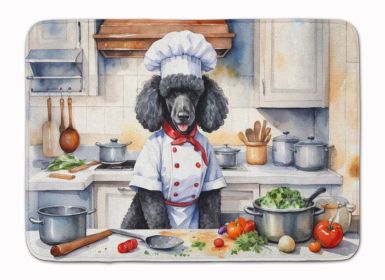 Black Poodle The Chef Memory Foam Kitchen Mat Machine Washable Anti-Fatigue Mat Cushion Comfort Bath Mat or Kitchen Rug (Default: Default)