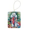 Poodle Christmas Porcelain Ornament Christmas Tree Hanging Decorations for Home Christmas Holiday, Rectangle, Gift, Multicolor