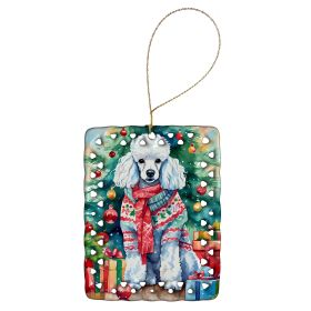 Poodle Christmas Porcelain Ornament Christmas Tree Hanging Decorations for Home Christmas Holiday, Rectangle, Gift, Multicolor (Default: Default)