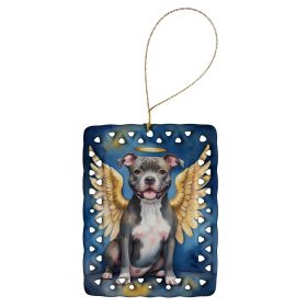 Staffordshire Bull Terrier My Angel Porcelain Ornament Christmas Tree Hanging Decorations for Home Christmas Holiday, Rectangle, Gift, Multicolor (Default: Default)