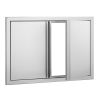 BBQ Access Door, 30W x 21H Inch Double Outdoor Kitchen Door, Stainless Steel Flush Mount Door, Wall Vertical Door with Recessed Handles