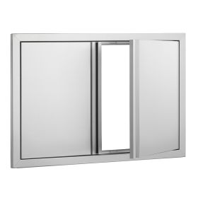 BBQ Access Door, 30W x 21H Inch Double Outdoor Kitchen Door, Stainless Steel Flush Mount Door, Wall Vertical Door with Recessed Handles (Number of Door Panels: Double Door, size: 30.5 x 21 inches)