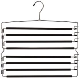 Metal Hanger Space Saving for Closet Organization | Heavy Duty Foam Padding, Non-Slip & Removable Trouser Bar for Convenient Functionality (Count: 2 pcs)