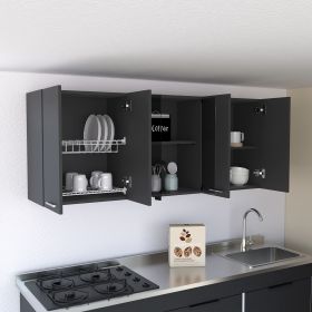 Superior Wall Cabinet Peoria, Four Interior Shelves, Black Wengue Finish (Color: as Pic)
