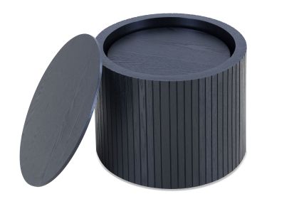 Nested table set 2 pieces, MDF coffee table set Living room/lounge area, black (Color: as Pic)