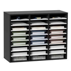 27 Compartments Wood Literature Organizer, Adjustable Shelves, Medium Density Fiberboard Mail Center, Office Home School Storage for Files, Documents (Default: Default)