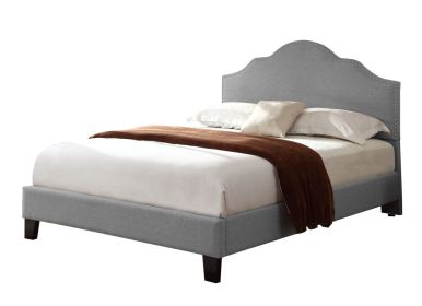 Gray Full Upholstered Bed (Color: as Pic)