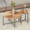 Radial Pattern 2-Piece Coffee and End Table Set Ã¢â‚¬â€œ Waterproof MDF with PVC Cover, Distressed Cylindrical Design