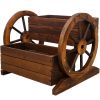 Wooden Wagon Planter Box, Garden Planter with Wheels,Decorative Planter for Flowers Herbs Vegetables for Indoor & Outdoor DÃƒÂ©cor