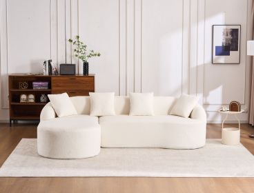 LingYu022White Compression Sofa, Memory Foam 3-Seater Sofa, No Installation & Easy to Transport, Deep Seat Modern Sofa with Chenille Fabric (Color: as Pic)