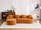 LingYu022Orange Compression Sofa, Memory Foam 3-Seater Sofa, No Installation & Easy to Transport, Deep Seat Modern Sofa with Chenille Fabric