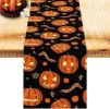 Halloween Decoration Table Runner with 12 Pack 3D Bats, Spider Web Black Lace Table Runner for Kitchen Dinner Table