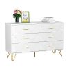6 Drawer Dresser For Bedroom, Storage Cabinet With Golden Handles, Modern Closet Of Drawers For Living Room