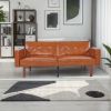 Foldable Faux Leather Sofa Bed for Living Room & Office Premium Synthetic Leather Cover High Resilience Foam Padding 3 Stage Adjustability Space Savin