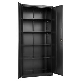 Metal Storage Cabinet, 68.9 in Lockable Steel Garage Cabinet with 4 Adjustable Shelves, 2 Magnetic Doors, 2 Keys, 5 Tiers Tool Storage for Pantry (Default: Default)