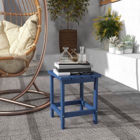 Patio Side Table, 15" Square Outdoor End Table, HDPE Plastic Tea Table for Adirondack Chair, Backyard or Lawn, Blue (Color: Blue)