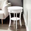 2-Tier Wood Round End Table with Open Drawer