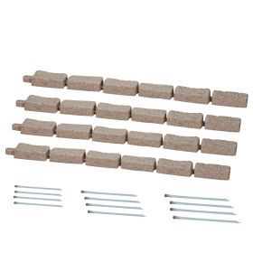 Faux Stone Landscape Edging, 46.4 x 2.2 in Realistic Lawn Edging, Flexible Brick-Sized Garden Edging Border with Anchoring Spikes (Color: Brown, size: Small Size)