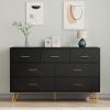 7 Drawer Dresser For Bedroom, Storage Cabinet With Golden Handles, Modern Closet Of Drawers For Living Room