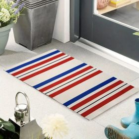 home decor Patriotic family door mat, indoor and outdoor anti-slip entrance mat, red, white and blue patriotic patterns, beautiful and eternal (Color: 24in x 16in)