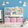 Kids Bookcase and Bookshelf, Multifunctional Bookcase with 3 Collapsible Fabric Drawers, Bookcase Display Stand, Toy Storage Organizer for Bedroom