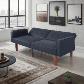 Foldable Faux Leather Sofa Bed for Living Room & Office Premium Synthetic Leather Cover High Resilience Foam Padding 3 Stage Adjustability Space Savin (Color: Black)