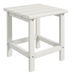 Adirondack Side Table, Square Patio End Table, Weather Resistant 15" Outdoor HDPE Table for Porch, Pool, Balcony, White (Color: White)
