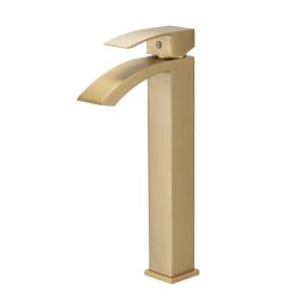 Waterfall showerhead bathroom faucet, single handle bathroom sink faucet (Color: Gold)