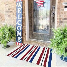 "Independence Day Doormat - USA Flag Design Non-Woven Rug with Rubber Backing, Summer Porch Decor" (Color: 30"x 18)