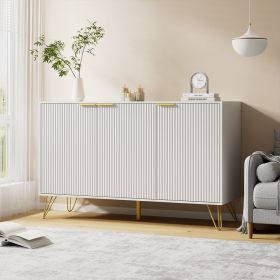 Sideboard Storage Cabinet with Adjustable Shelves, Buffet Cabinet, Elegant Fashionable Storage Cabinet with Golden Handle and Metal Legs (Color: Black)