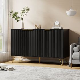 Sideboard Storage Cabinet with Adjustable Shelves, Buffet Cabinet, Elegant Fashionable Storage Cabinet with Golden Handle and Metal Legs (Color: White)