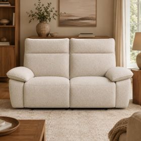 Double Reclining Chairs for Adults, Wall Hugger Recliners for Small Spaces, Love Seat Couches Sofa Reclinable for Living Room, Home Theater Seating (Main Color: Beige, Main Material: Fabric)