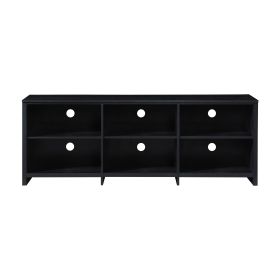 65 in. Wood Black Oak TV Stand with 6 Storage Shelves (Color: PWS-EC4090-BO)