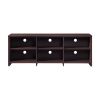 65 in. Wood Black Oak TV Stand with 6 Storage Shelves
