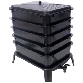 5-Layer Worm Compost Bin, 50L Worm Composter, Easy Setup Inclusive Worm Farm Kit for Recycling Food Waste (Color: as picture)