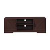 59 in. Wood Black Oak TV Stand with 2 Storage Cabinets