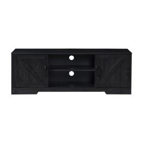 59 in. Wood Black Oak TV Stand with 2 Storage Cabinets (Color: PWS-EC4089-BO)