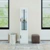Livelylodge Slim White Storage Cabinet with Glass Door â€“ Space-Saving Tall Organizer with Metal Handles, Perfect for Small Spaces or Bedroom Use