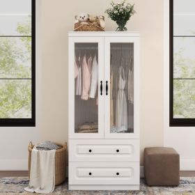 Livelylodge Slim White Storage Cabinet with Glass Door â€“ Space-Saving Tall Organizer with Metal Handles, Perfect for Small Spaces or Bedroom Use (Item: White72)