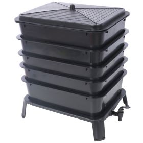 5-Layer Worm Compost Bin, 50L Worm Composter, Easy Setup Inclusive Worm Farm Kit for Recycling Food Waste (Color: as Pic)